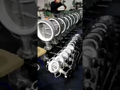 ওয়ার্ম গিয়ার চালিত স্টেইনলেস স্টীল বডি এবং পিটিএফই বসানো ওয়েফার টাইপ বাটারফ্লাই ভালভ